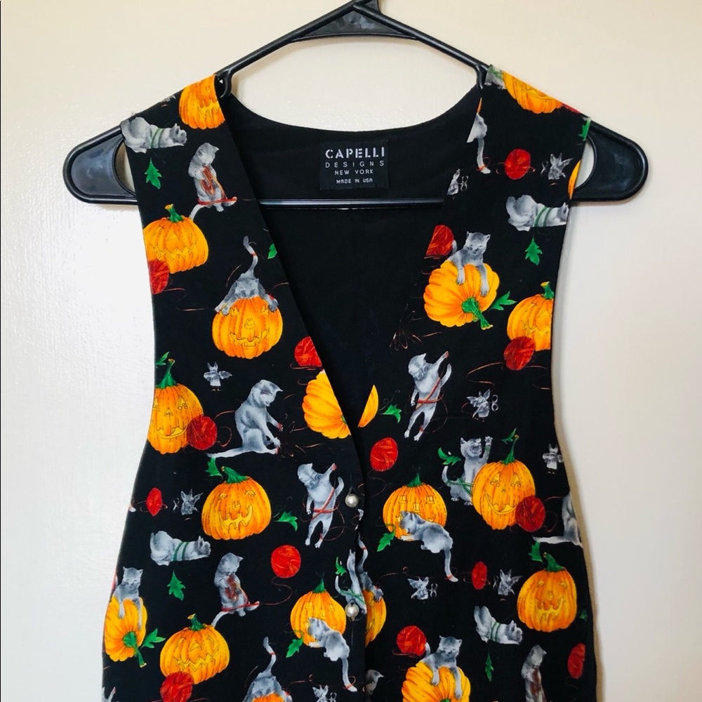 Capelli Vintage Pumpkin Halloween Vest Medium